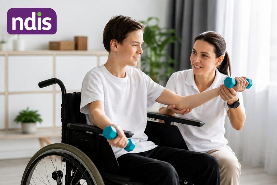 Physiotherapist working one-on-one with an NDIS participant